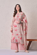 Beige Floral Printed Kurta 3 Pcs Set